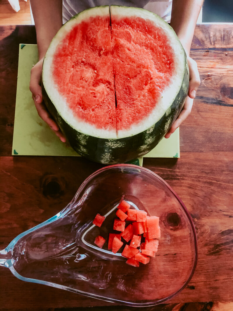 Watermelon salad with Moldovan Brânza